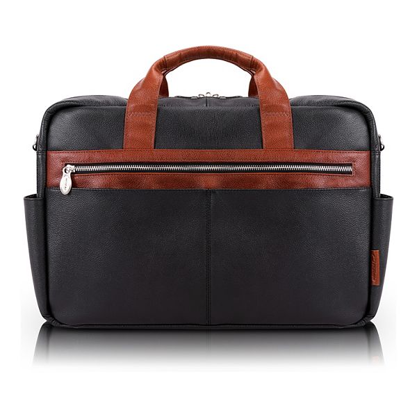 McKlein Southport 17-inch Leather Dual-Compartment Laptop & Tablet Briefcase - Black