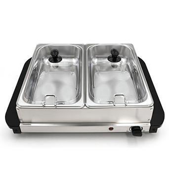 Elite Cuisine 5-qt Stainless Steel Electric Buffet Server Food Warmer with 2 Trays