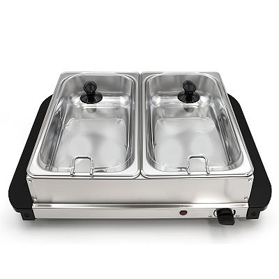 Elite Cuisine Dual Trays Buffet Server Food Warmer