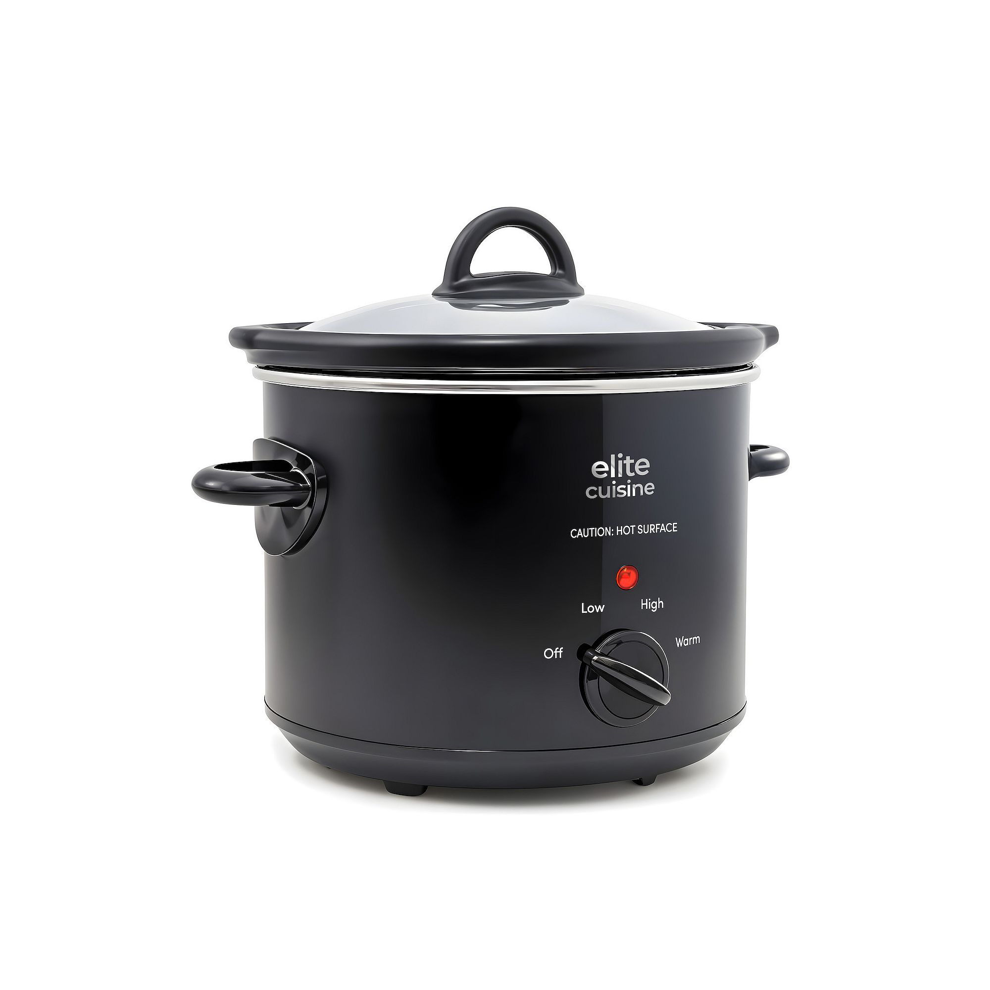 Elite Cuisine 3 Qt Slow Cooker with Adjustable Settings and Keep Warm, Blac