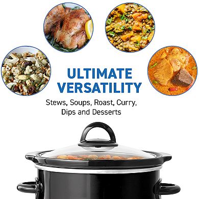Elite Cuisine 3 Qt Slow Cooker with Adjustable Settings and Keep Warm