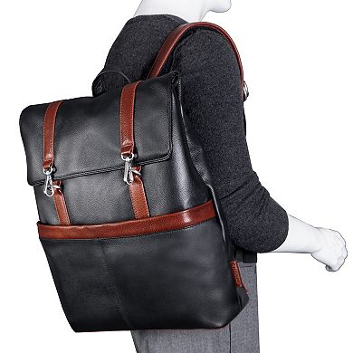 McKleinUSA Element 17-inch Leather Flap-Over Laptop & Tablet Backpack