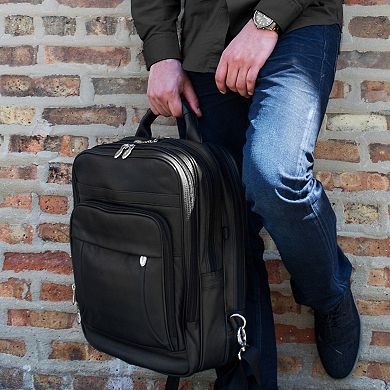 McKleinUSA Wicker Park 17-inch Leather Convertible Rolling Backpack Briefcase