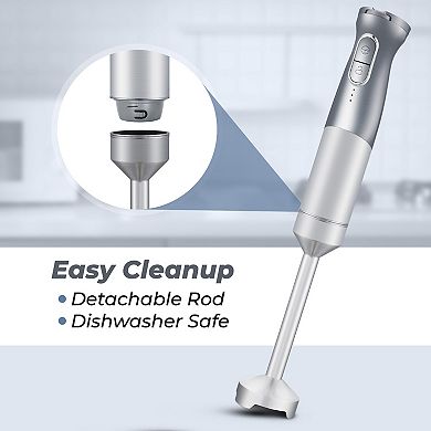 Elite Cuisine Cordless, Rechargeable Hand Blender with Detachable Wand