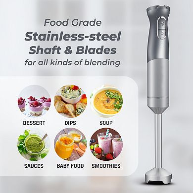 Elite Cuisine Cordless, Rechargeable Hand Blender with Detachable Wand