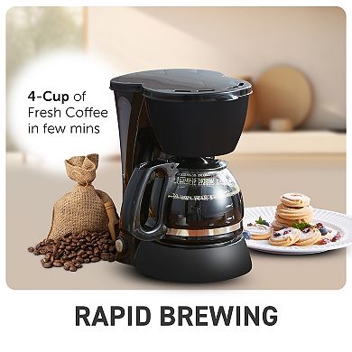 Elite Cuisine 4-Cup Brew & Drip Coffee Maker with Pause & Serve