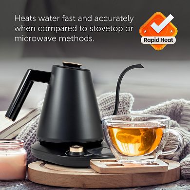 Elite Cuisine 1.05QT Digital Stainless Steel Pour Over Gooseneck Water Kettle