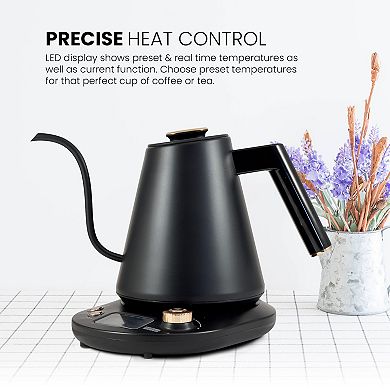 Elite Cuisine 1.05QT Digital Stainless Steel Pour Over Gooseneck Water Kettle