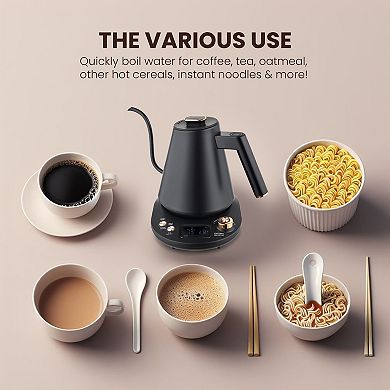 Elite Cuisine 1.05QT Digital Stainless Steel Pour Over Gooseneck Water Kettle