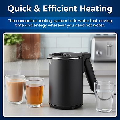 Elite Cuisine Dual Voltage 110-220V US Plug, Travel Double Wall Cool-Touch, 0.65Qt. Electric Kettle