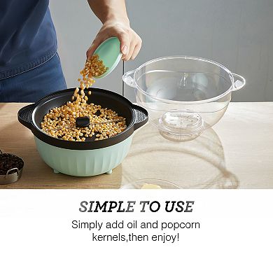 Elite Cuisine 4.5Qt Hot Oil Stirrer Popcorn Popper with Serving Bowl Lid