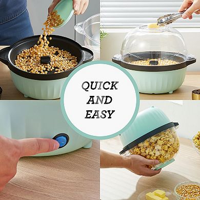 Elite Cuisine 4.5Qt Hot Oil Stirrer Popcorn Popper with Serving Bowl Lid