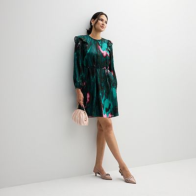 Petite Nine West Ruffle Sleeve Blouson Mini Dress