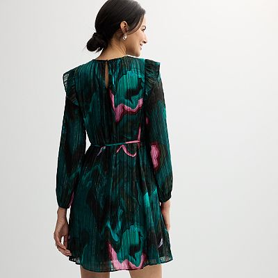 Petite Nine West Ruffle Sleeve Blouson Mini Dress