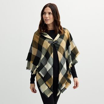 Women's Sonoma Goods For Life® Buffalo Plaid Print Toggle Poncho