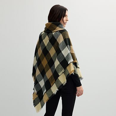 Women's Sonoma Goods For Life Buffalo Plaid Print Toggle Poncho