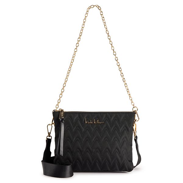 Nicole Miller Triple Compartment Crossbody Bag - Black