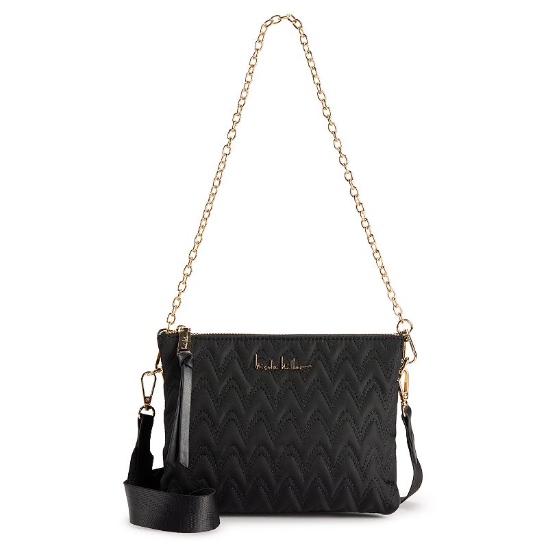 Nicole Miller Triple Compartment Crossbody Bag, Black