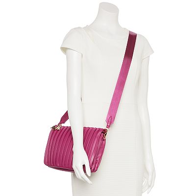 Nicole Miller Pleated Triple Compartment Crossbody Bag