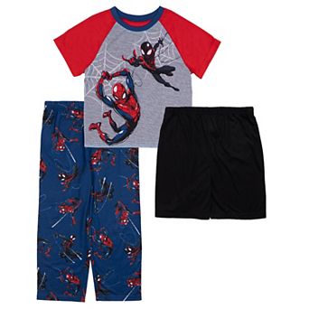 Boys 4-10 Marvel Spiderman "Thwips' 3 pc Short Sleeve Pajama Top, Pajama Pants & Pajama Shorts Set