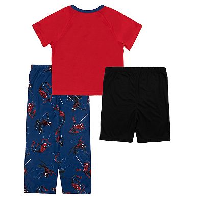 Boys 4-10 Marvel Spiderman "Thwips' 3-Piece Short Sleeve Pajama Top, Pajama Pants & Pajama Shorts Set