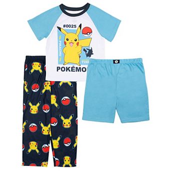 Boys 4-10 Pokemon 3 pc Pikachu Print Pajama Top, Pajama Pants & Pajama Shorts Set