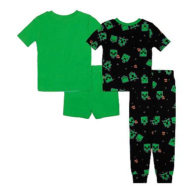Boys 4-10 Minecraft "Creeper Burst" 4-Piece Tops & Bottoms Pajama Set