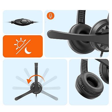 Delton 12y USB Computer Headset, Noise-Isolating Headphones, In-line Volume Control (DWH12Y)