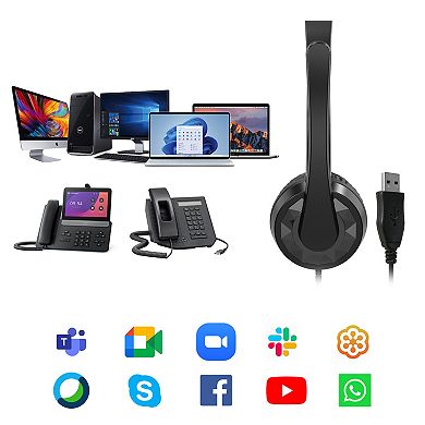 Delton 12y USB Computer Headset, Noise-Isolating Headphones, In-line Volume Control (DWH12Y)