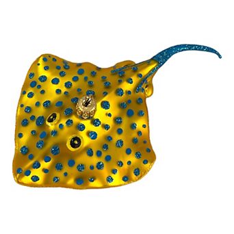 Pinnacle Peak Trading Yellow Spotted Stingray Polish Blown Glass Christmas Ornament Decoration Ray