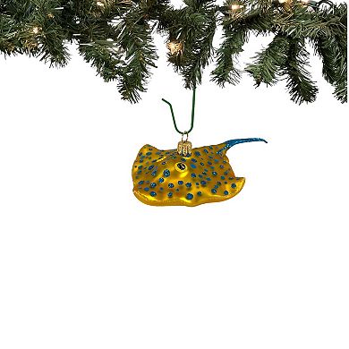 Pinnacle Peak Trading Yellow Spotted Stingray Polish Blown Glass Christmas Ornament Decoration Ray
