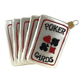 Pinnacle Peak Trading Poker Cards Polish Glass Christmas Ornament Las Vegas Gambling Decoration