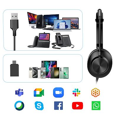 Delton 32y Dual Microphone USB Headset, Noise Cancelling Stereo Headphone (DWH32Y)
