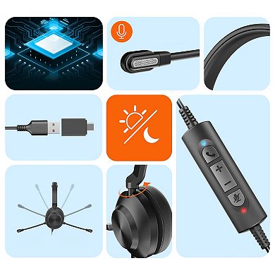 Delton 32y Dual Microphone USB Headset, Noise Cancelling Stereo Headphone (DWH32Y)