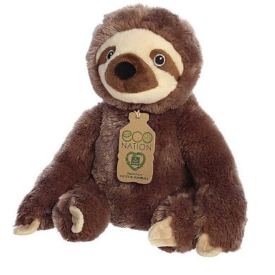Aurora Medium Brown Eco Nation Eco Hugs 12" Sloth Eco-friendly Stuffed Animal