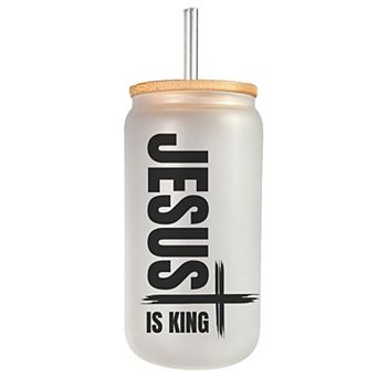 Christian Gift - Jesus Is King Glass Tumbler - Inspirational Drinkware