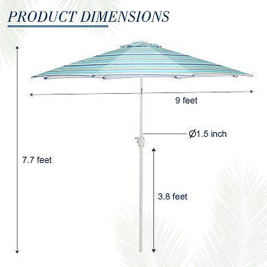 Aoodor 9ft Outdoor Patio Umbrella with Tilt and Crank Features