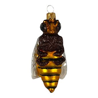 Pinnacle Peak Trading Yellow Honey Bee Polish Blown Glass Hanging Christmas Tree Ornament 3 Inch