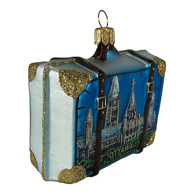 Pinnacle Peak Trading Ottawa Canada Travel Suitcase Polish Glass Christmas Ornament