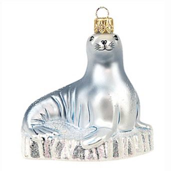 Pinnacle Peak Trading Arctic Seal Glass Christmas Ornament Wildlife Tree Decoration Made Poland