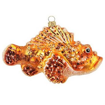 Pinnacle Peak Trading Spotted Scorpion Fish Polish Glass Christmas Tree Ornament Sea Life