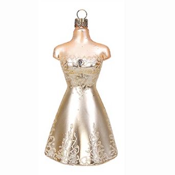 Pinnacle Peak Trading Woman's White Dress Polish Glass Christmas Ornament Decoration