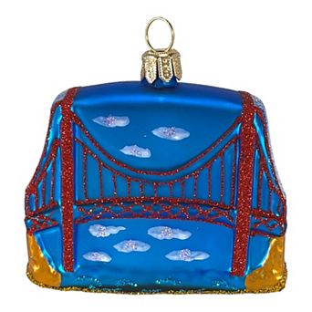 Pinnacle Peak Trading Golden Gate Bridge San Francisco Mini Polish Glass Christmas Ornament