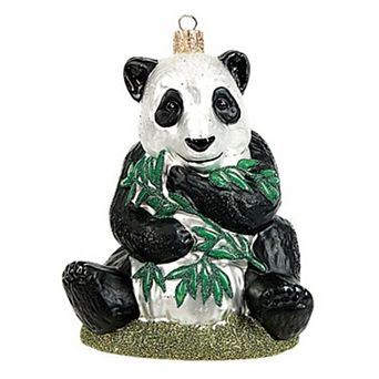Pinnacle Peak Trading Panda Bear Polish Glass Christmas Ornament