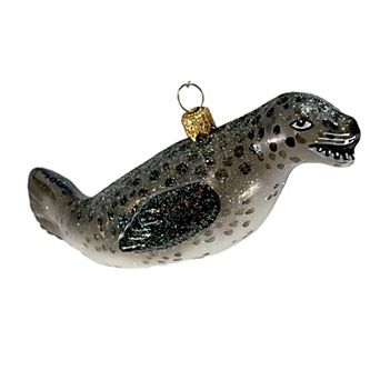 Pinnacle Peak Trading Leopard Seal Polish Glass Christmas Tree Ornament Sea Life Animal Decoration
