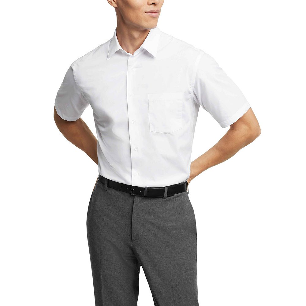 Van Heusen Men's Aviator Pilot Shirt – Short Sleeve, All White, Style 13V5003 – New With Tags