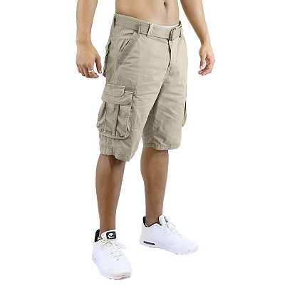 Men's Blu Rock Distressed Cargo Shorts With Belt