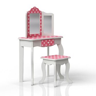 Fantasy Fields Polka Dot Vanity Table & Stool Storage