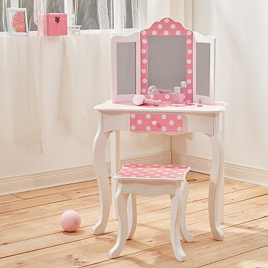 Fantasy Fields Polka Dot Vanity Table & Stool Storage