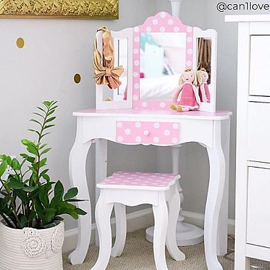 Fantasy Fields Polka Dot Vanity Table & Stool Storage
